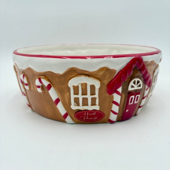 Gingerbread House Bowl Ceramic Hand Painted Holiday Christmas Decor Candy Dish - Picture 4 of 8